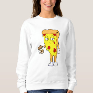 Pizza mit Salami Chee & Kaffee Sweatshirt