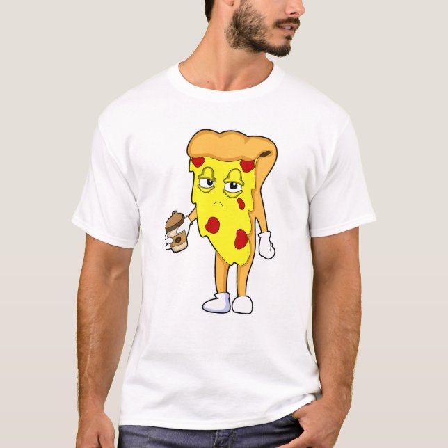 Pizza mit Salami Chee & Kaffee T-Shirt (Vorderseite)