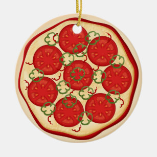 Pizza mit Tomaten und Paprikaschoten Keramikornament
