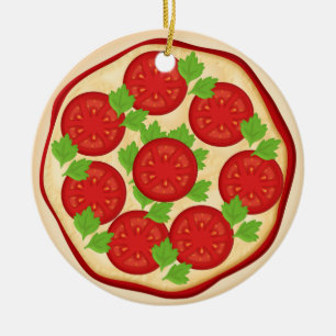Pizza mit With Tomatoes Keramik Ornament