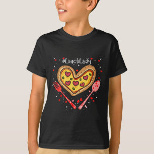 Pizza Mittagessen Dame Rosa Herz Valentinstag T-Shirt