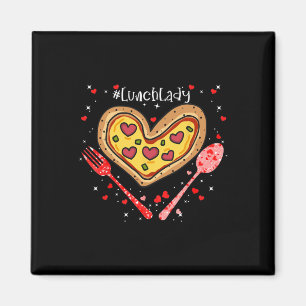 Pizza Mittagsdame Rosa Herz Valentinstag Magnet
