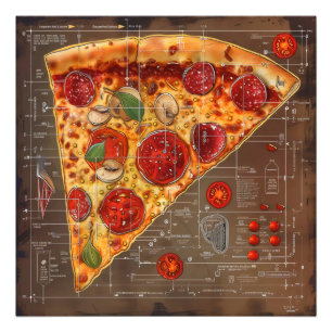 Pizza Modern Blueprint Fotodruck