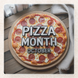 Pizza Monat Oktober Glasuntersetzer