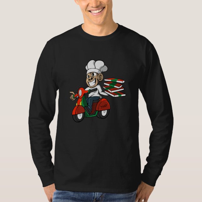Pizza Monkey Pizzeria Delivery Service Pizza Deliv T-Shirt (Vorderseite)