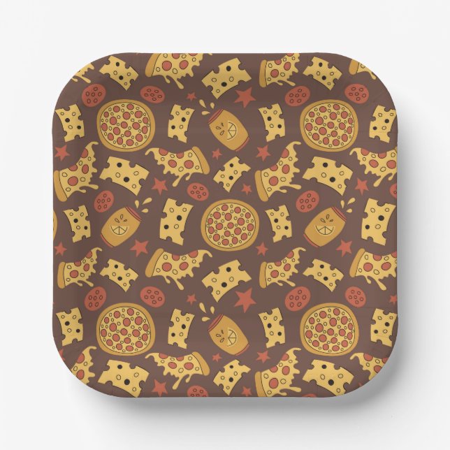 Pizza-Musterpapier-Teller Pappteller (Vorderseite)
