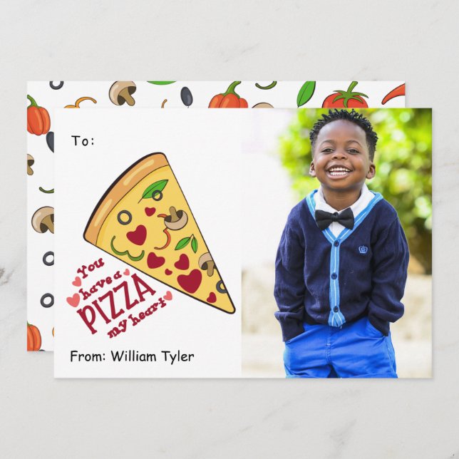 Pizza My Heart Foto Valentinstag Feiertagskarte (Vorne/Hinten)