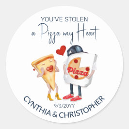 Pizza My Heart Hochzeit Runder Aufkleber