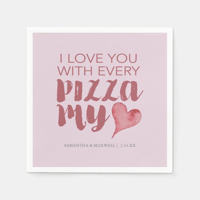 Pizza My Heart Valentine's Themed Serviette (Vorderseite)
