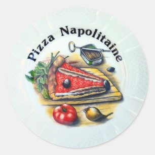Pizza Napolitaine. Runder Aufkleber