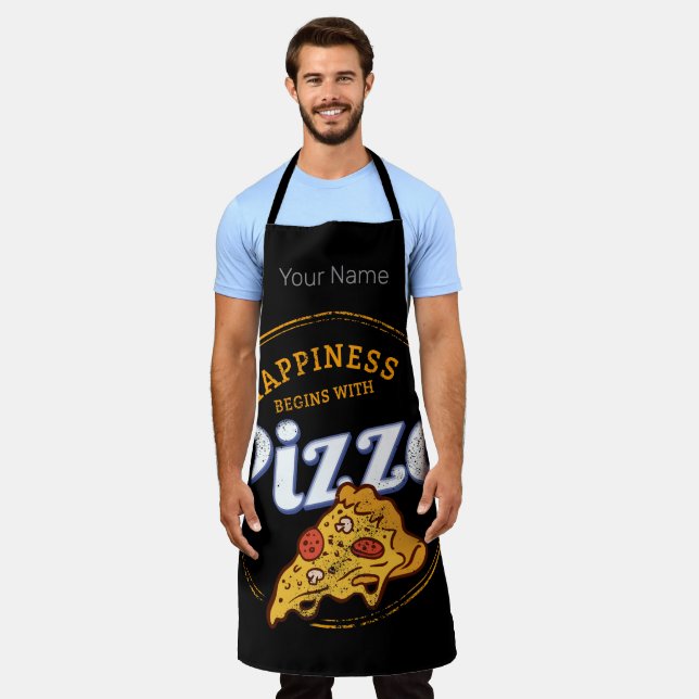 Pizza Neapolitan Retro Snack Vintager Käse Design Schürze (Getragen)