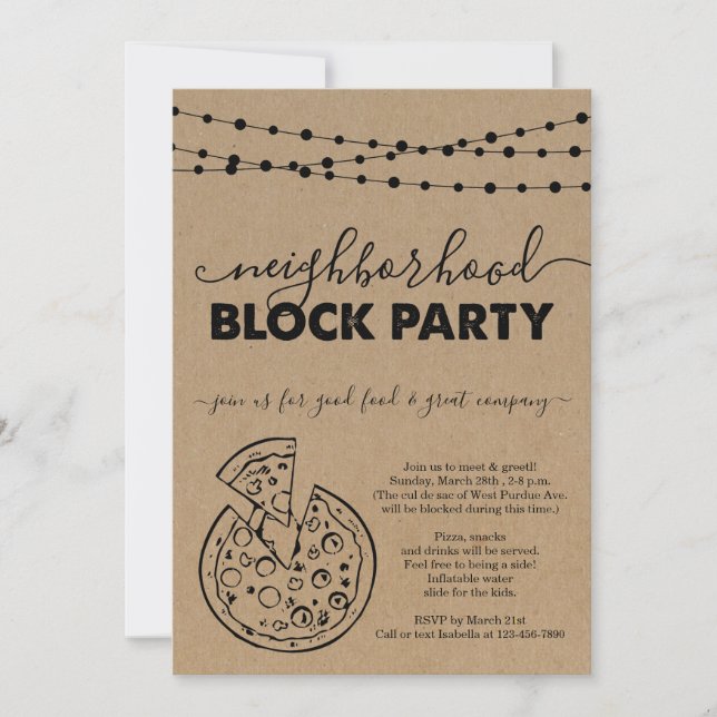 Pizza Neighhood Block Party Einladung (Vorderseite)
