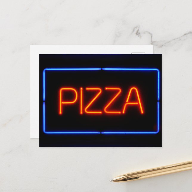 PIZZA Neon Sign Postkarte (Vorderseite/Rückseite Beispiel)