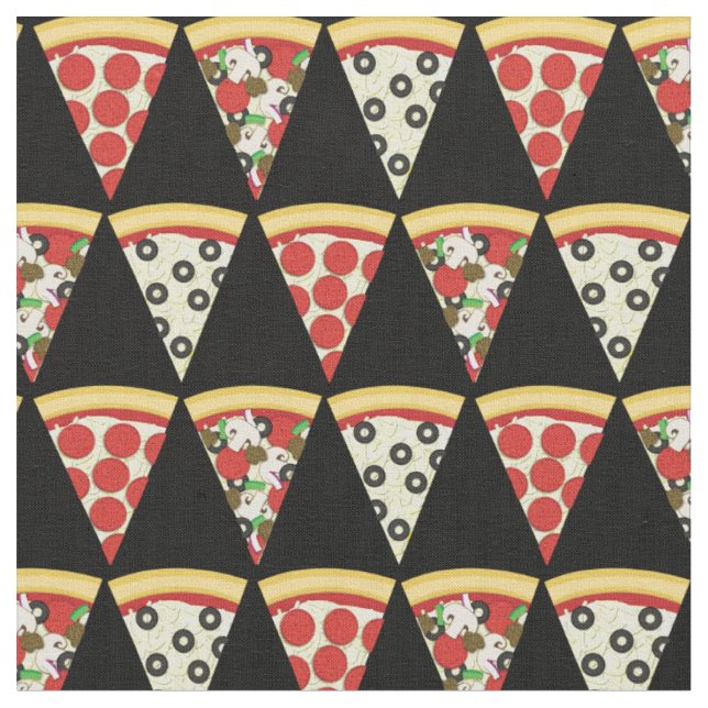Pizza Niedlich Food Kids Stoff (Nahaufnahme)