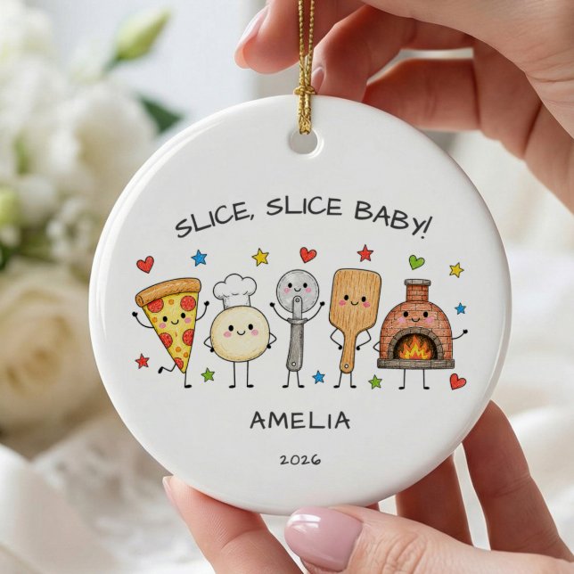 Pizza-Ornament 'Slice Slice Baby' Keramik Ornament (Von Creator hochgeladen)