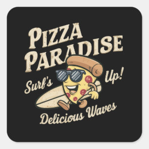 Pizza Paradise Quadratischer Aufkleber
