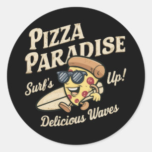 Pizza Paradise Runder Aufkleber