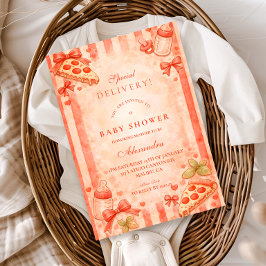 Pizza Party Baby Shower Einladung