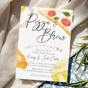Pizza Party Babydusche Bierglas Rustikal Lässig Einladung