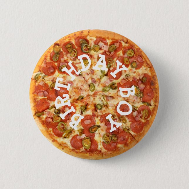 Pizza Party Birthday Boy Button (Vorderseite)