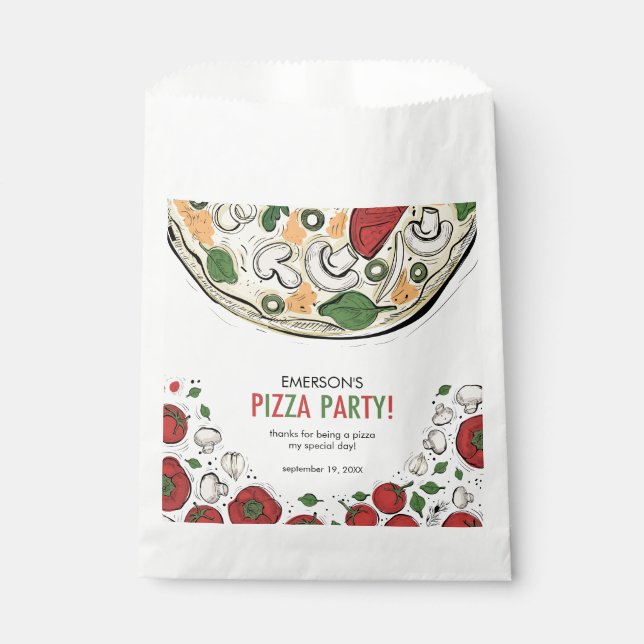 Pizza Party Birthday Favor Bags Geschenktütchen (Vorderseite)