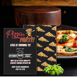 Pizza Party Birthday Invitation | Fun Slice Theme  Einladung