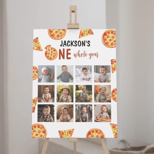 Pizza Party Boy Birthday Foto Milestone Unterschri Poster (Von Creator hochgeladen)