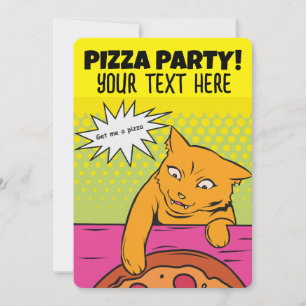 PIZZA PARTY CAT KIDS CUSTOM EINLADUNGEN