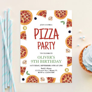 Pizza-Party, ein Stück Spaß Pizza-Party Geburtstag Einladung
