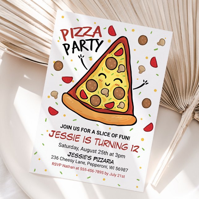 Pizza-Party Einladung, Pizza zum Geburtstag Einlad Einladung (Pizza Party Invitation)