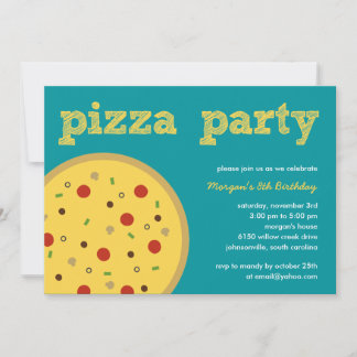 Pizza-Party Einladung (Türkis)