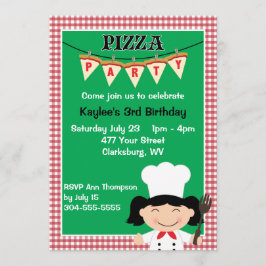 Pizza-Party für Mädchen Einladung