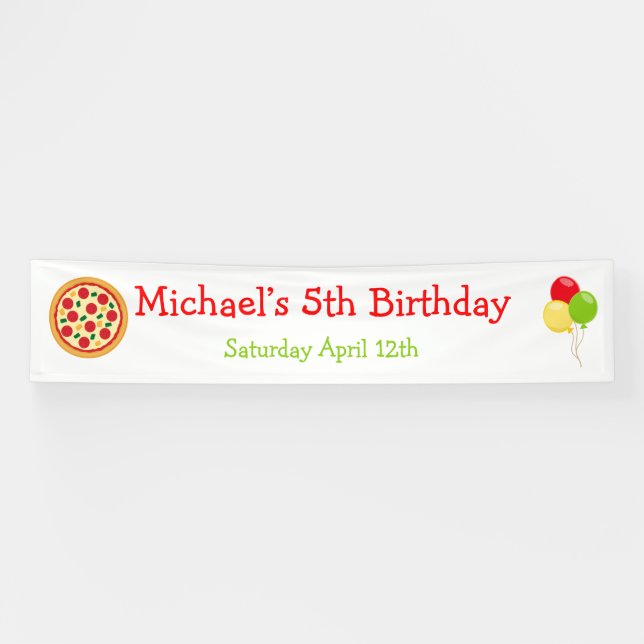 Pizza Party Geburtstag Banner (Horizontal)
