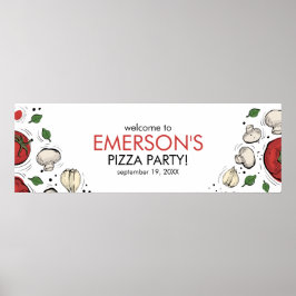 Pizza Party Geburtstag Begrüßungsbanner Poster