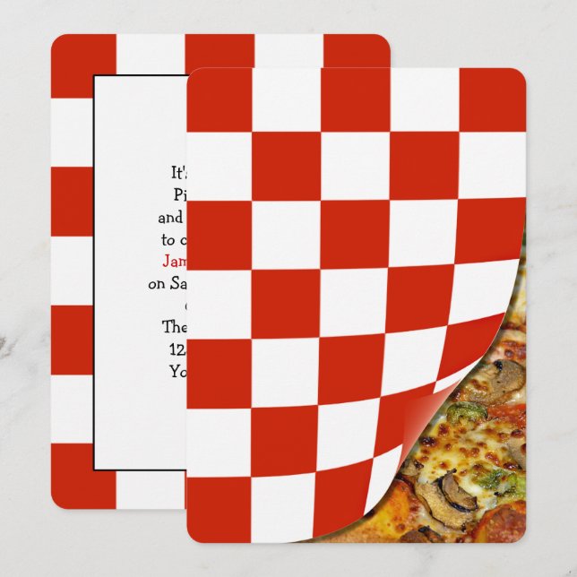 Pizza Party Geburtstag Einladung (Vorne/Hinten)