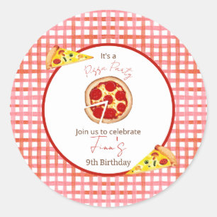 Pizza-Party Geburtstag jedes Alters Runder Aufkleber