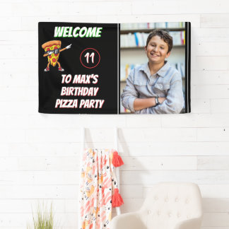 Pizza-Party-Geburtstags-Spaß Pizza-Scheibe Kinder Banner