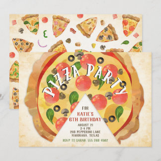 Pizza Party Geburtstagsfeier Einladung