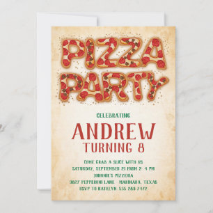 Pizza Party Geburtstagsfeier Einladung