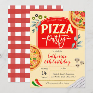 Pizza Party Geburtstagsfeier Einladung