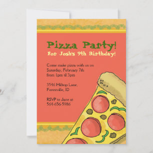 Pizza Party Geburtstagsfeierlichkeiten Einladung