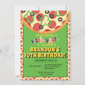 Pizza Party Geburtstagsfeierlichkeiten Einladung