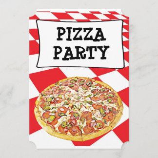 Pizza Party Geburtstagsfeierlichkeiten Einladung