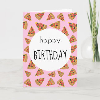 Pizza Party Geburtstagskarte Pink Karte