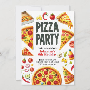 Pizza Party Geburtstagsparty Einladung