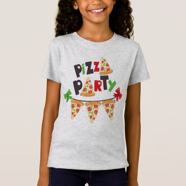 Pizza Party Girls' Fine Jersey T - Shirt (Vorderseite)