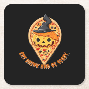 Pizza-Party-Halloween-Kürbis-Hexenhut Essential Rechteckiger Pappuntersetzer