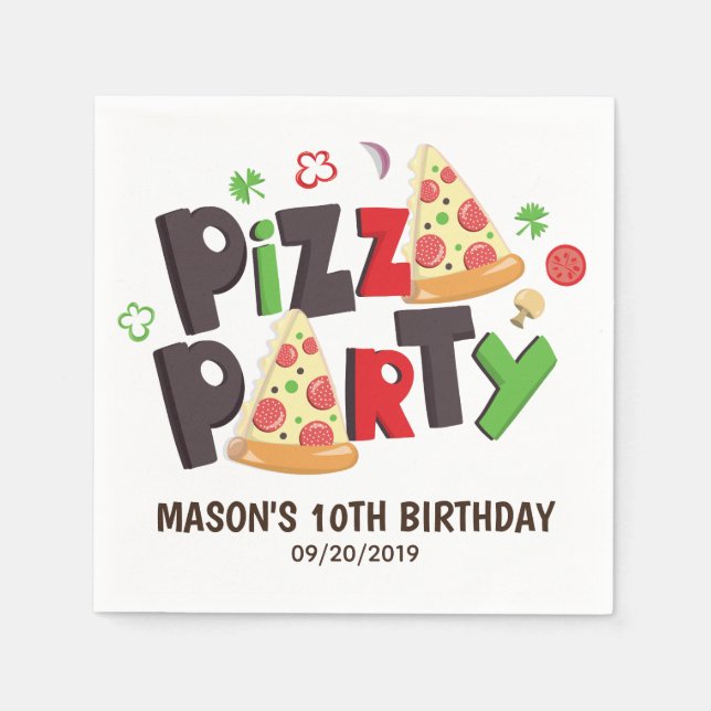 Pizza-Party im modernen Stil Serviette (Vorderseite)