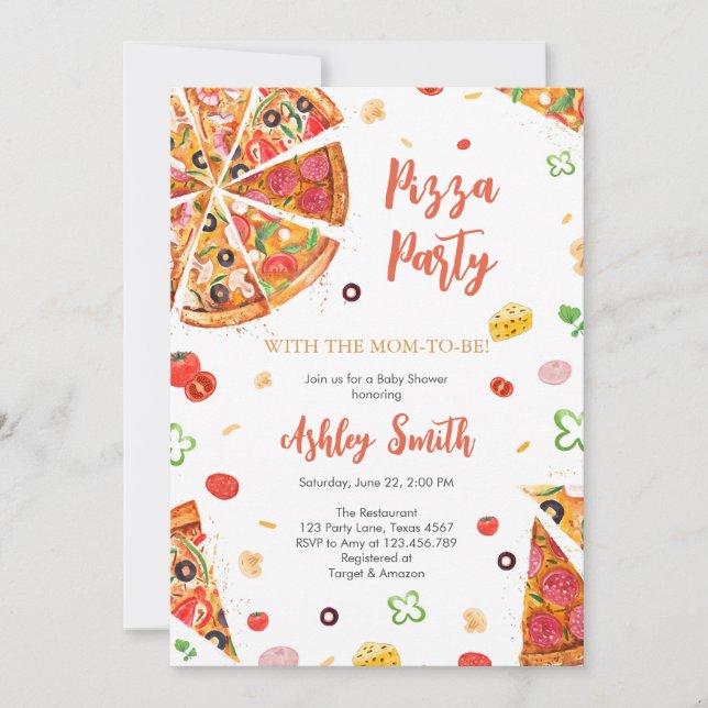 Pizza Party Invitation Pizza Birthday Party Einladung (Vorderseite)