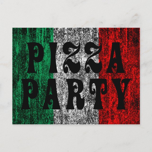 Pizza-Party (italienische Flagge) Einladungspostkarte (Vorderseite)